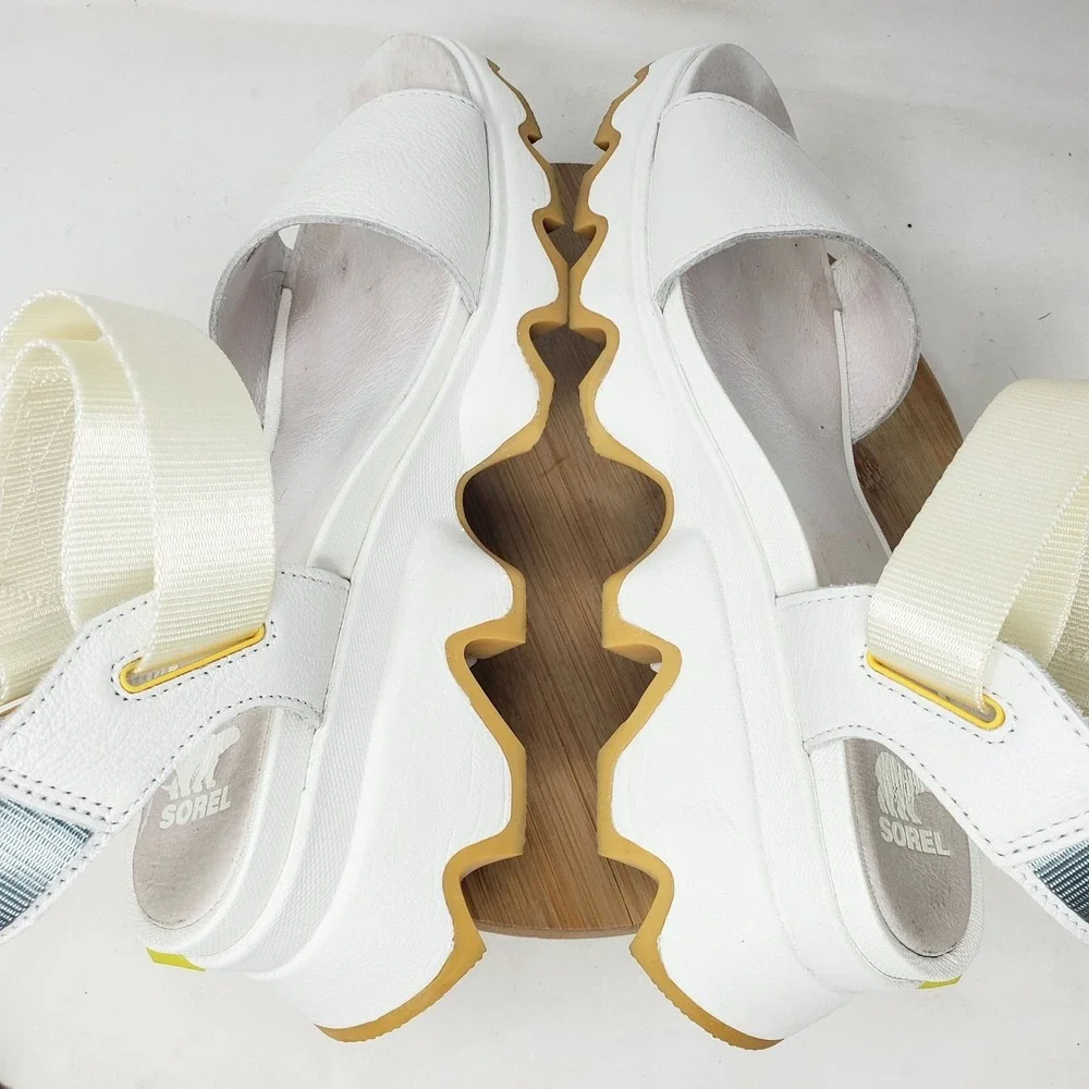 Sorel Kinetic Impact Y Sandals Womens 8 White Leather Y-Strap High Chunky Shoes - Picture 9 of 12